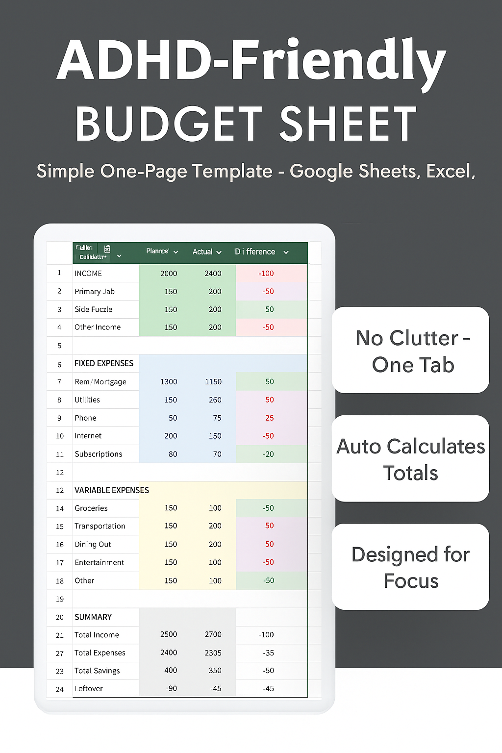 Focus Budget Template Preview